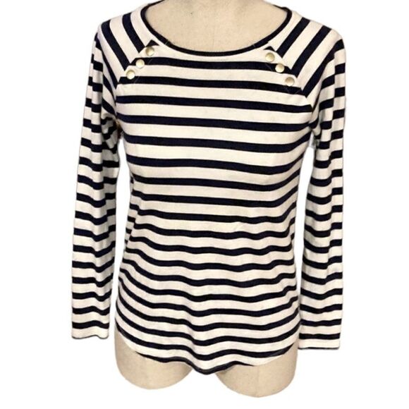 Premise Blue & White striped long sleeve top XS - Picture 1 of 6
